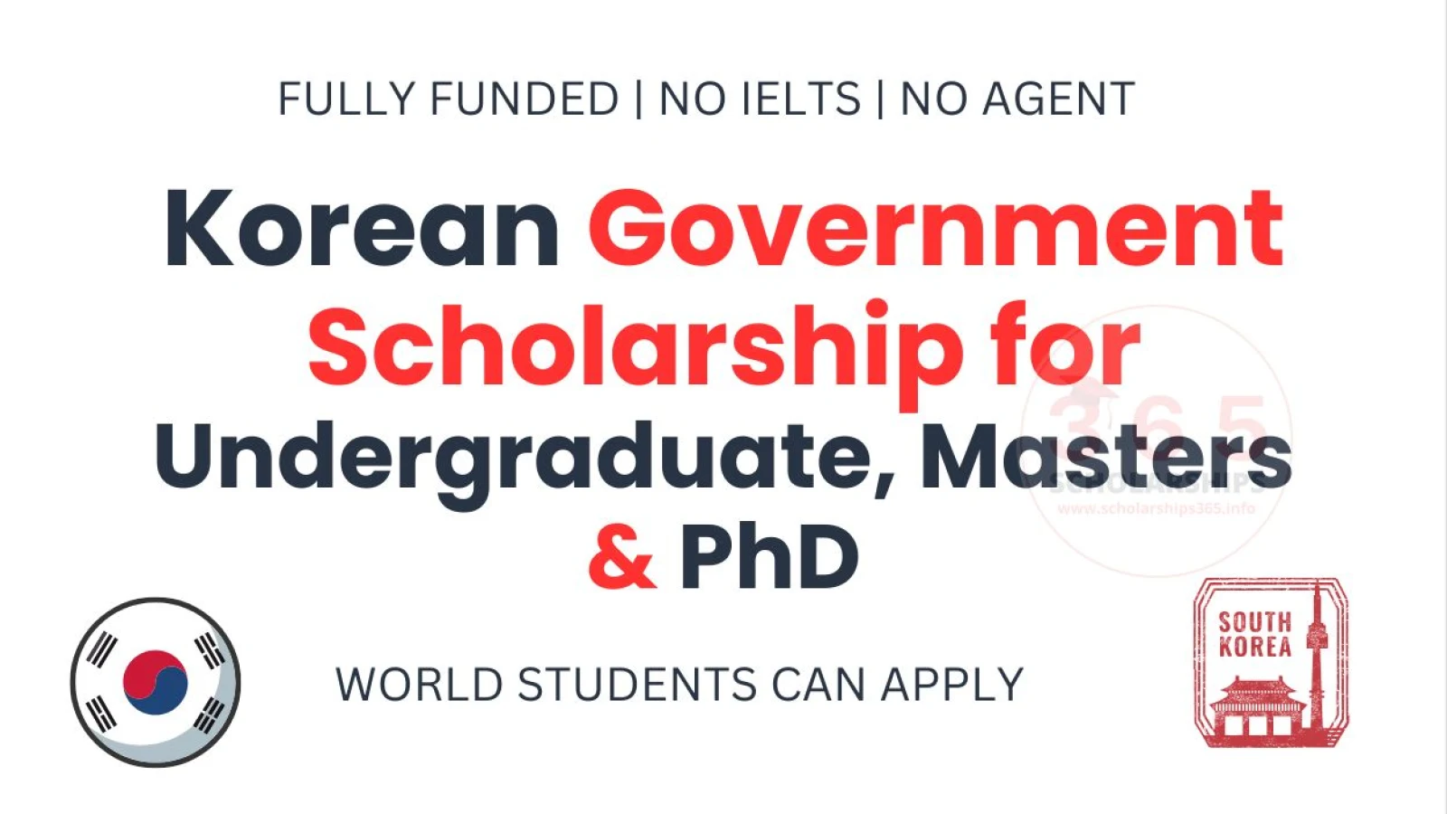 Korean Government Scholarship for Undergraduate, Masters & PhD [Fully Funded]