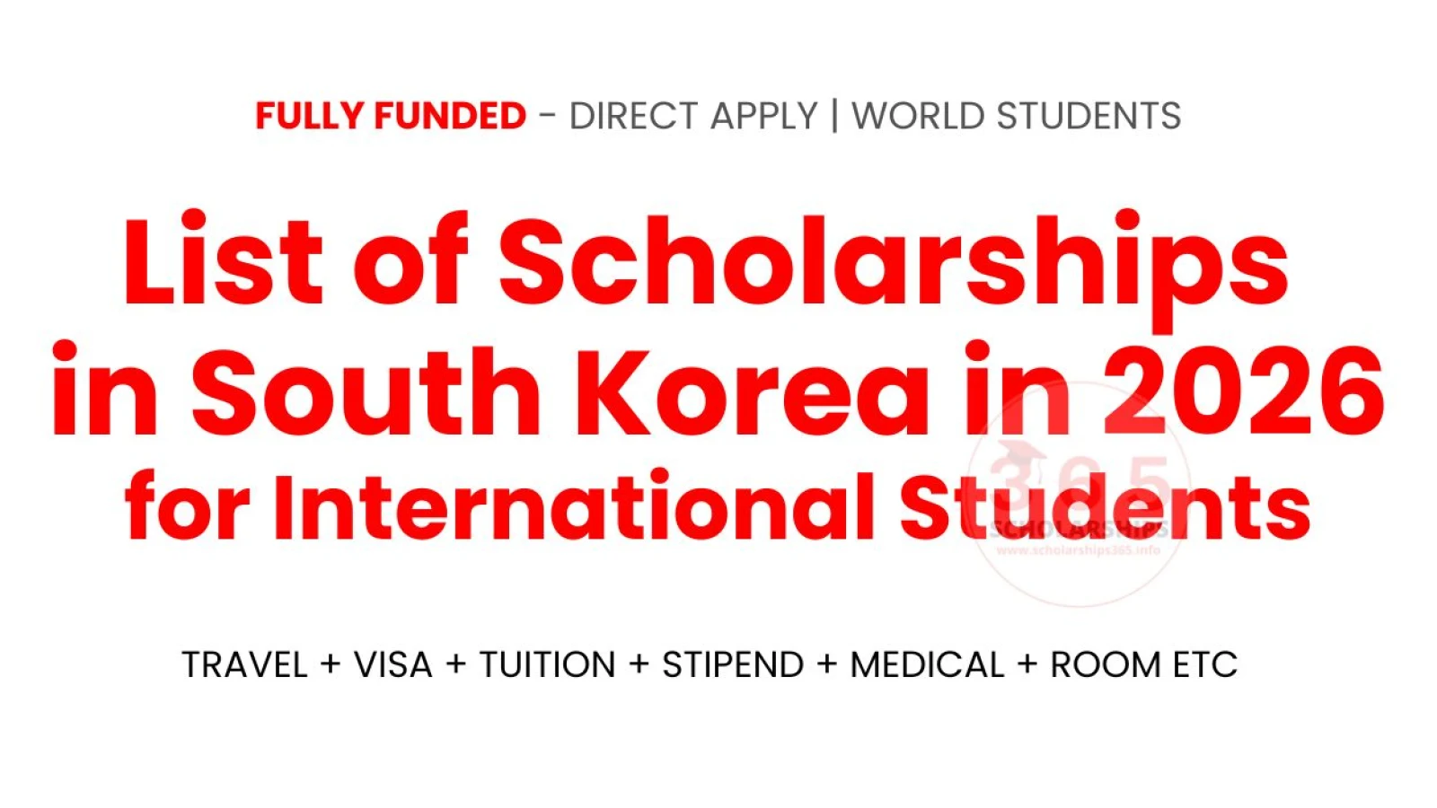 List of Scholarships in South Korea in 2026 for International Students