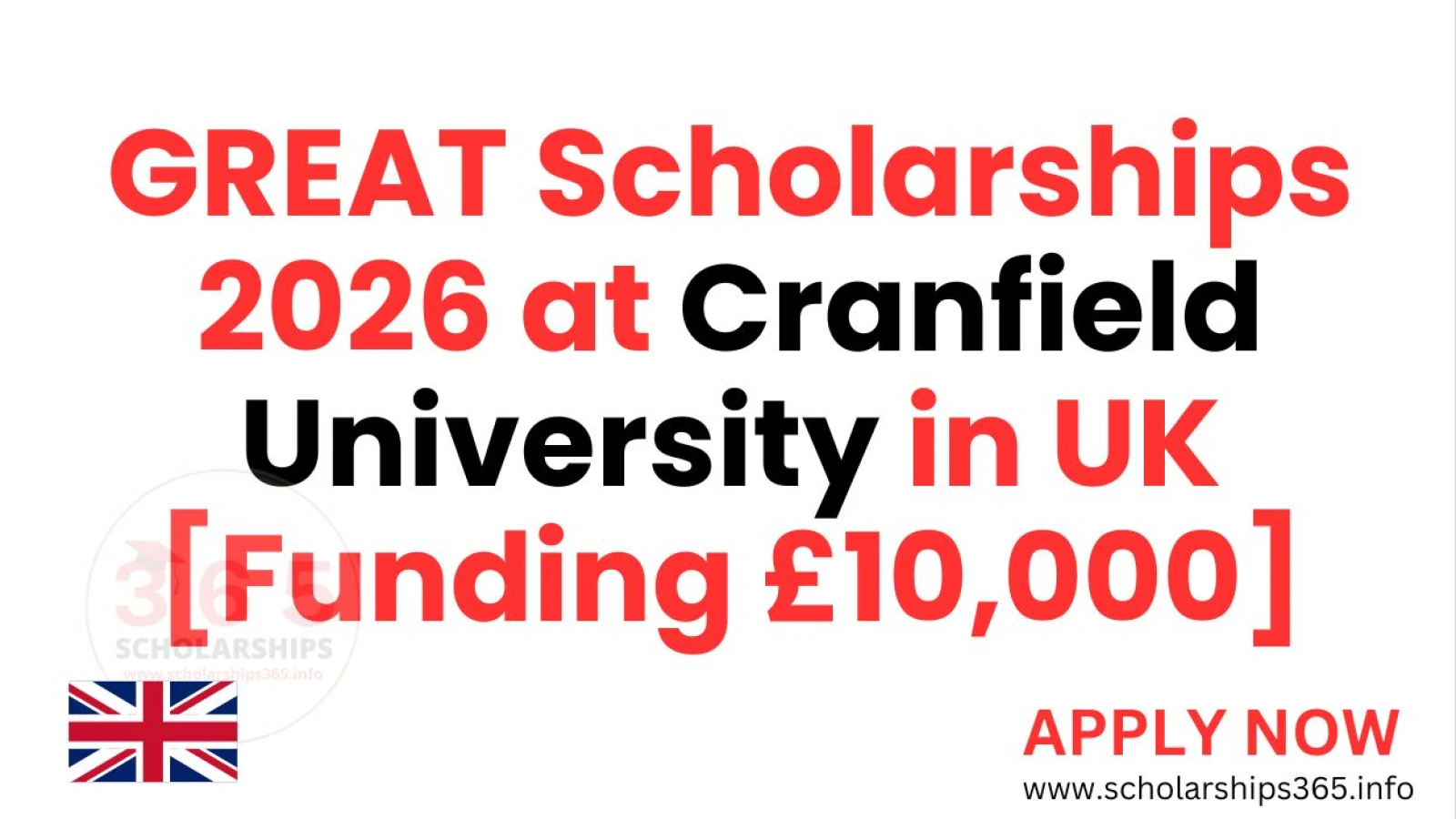 GREAT Scholarships 2026 at Cranfield University in UK [Funding £10,000]