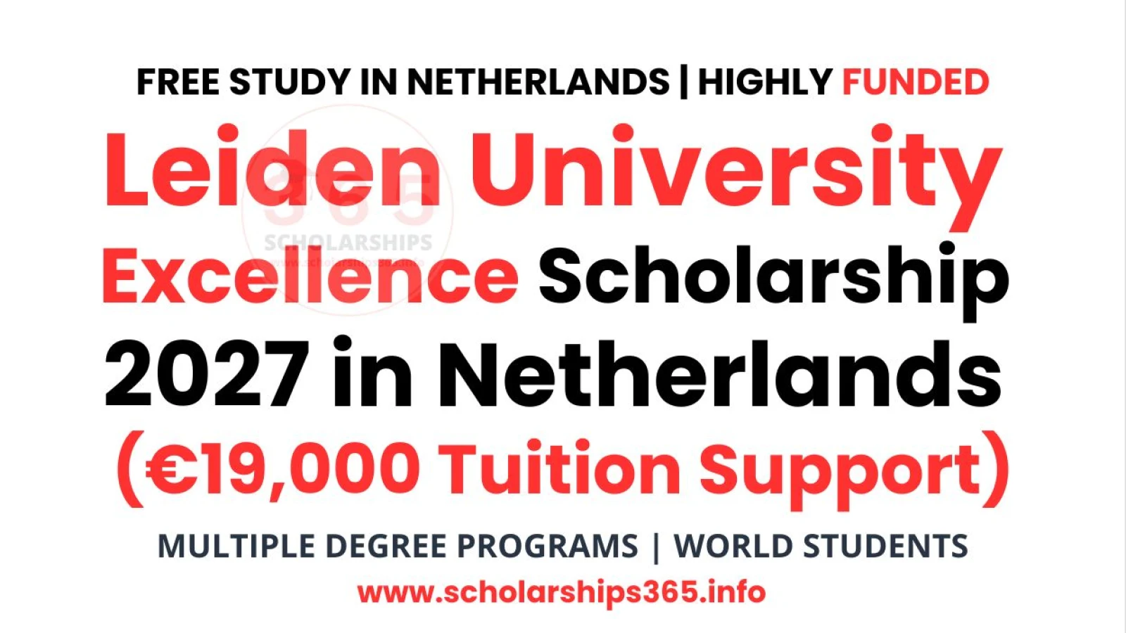 Leiden University Excellence Scholarship 2027 in Netherlands (€19,000 Tuition Support)