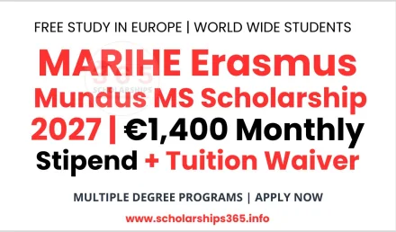 MARIHE Erasmus Mundus MS Scholarship 2027 | €1,400 Monthly Stipend + Tuition Waiver