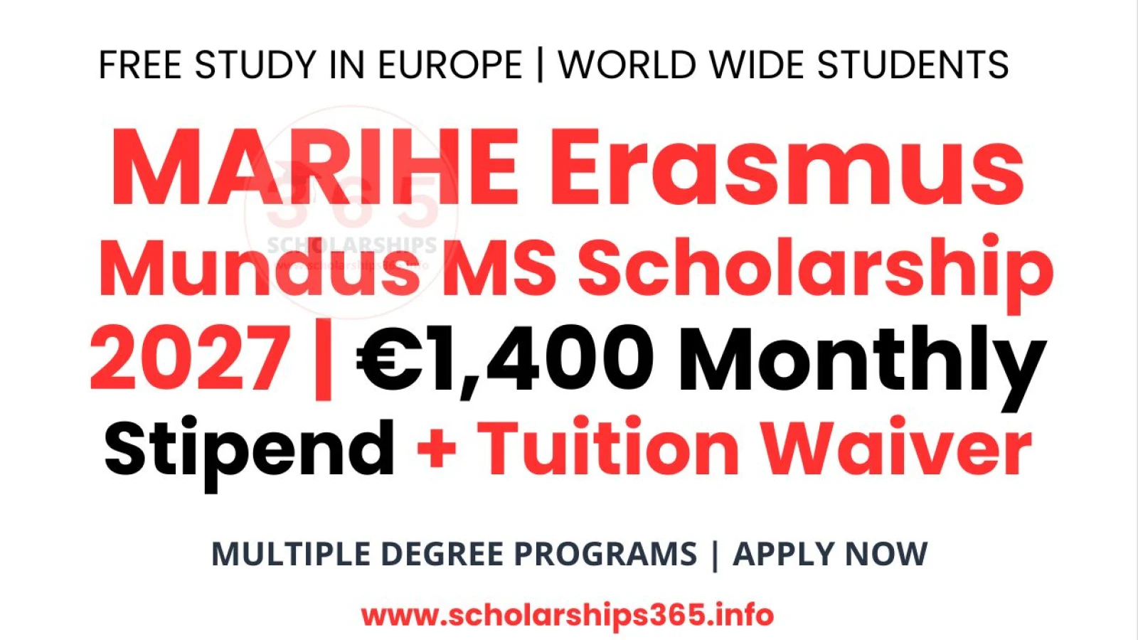MARIHE Erasmus Mundus MS Scholarship 2027 | €1,400 Monthly Stipend + Tuition Waiver