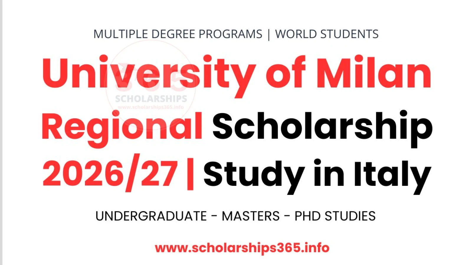 University of Milan Regional Scholarship 2026/27 | Study in Italy