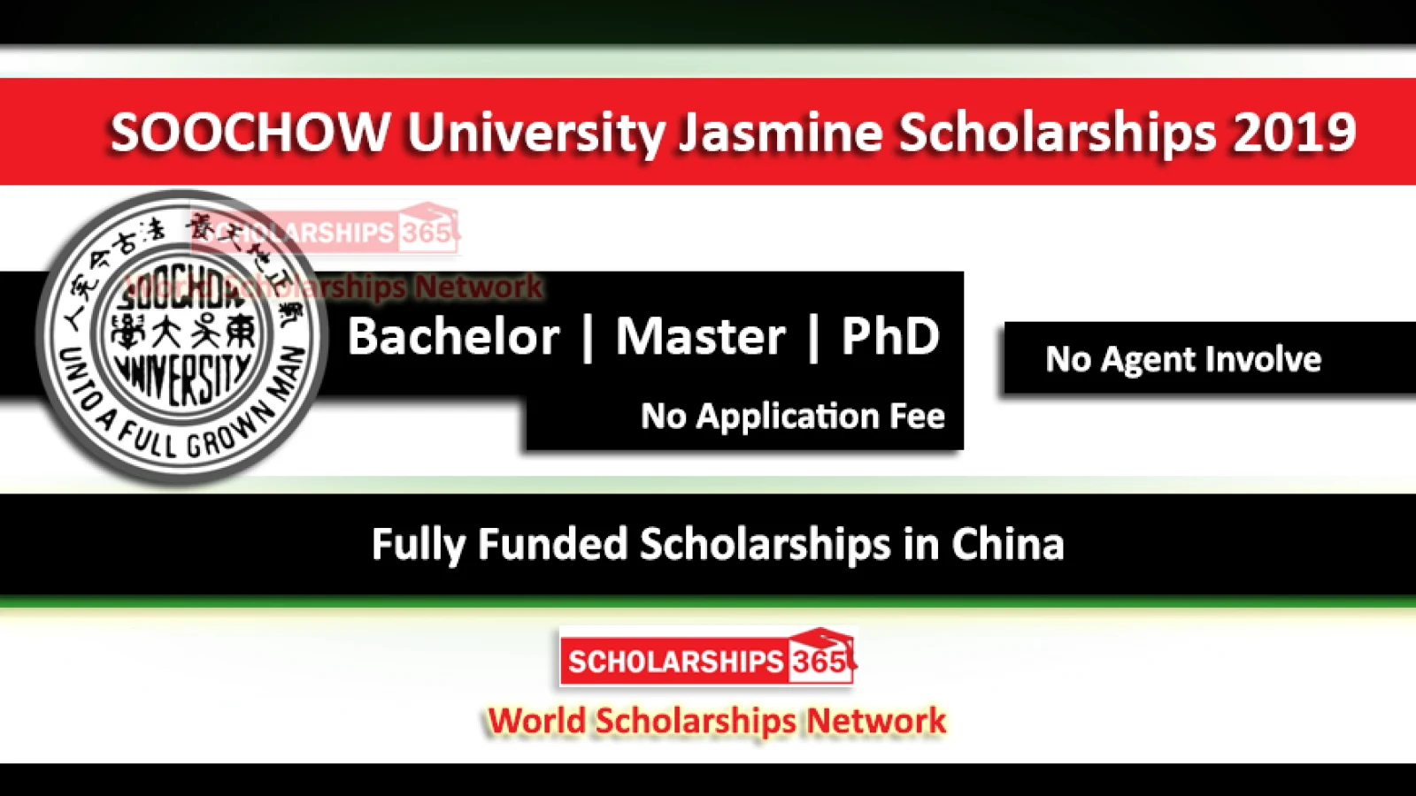SOOCHOW University Jasmine Scholarship 2019 Fully Funded in China