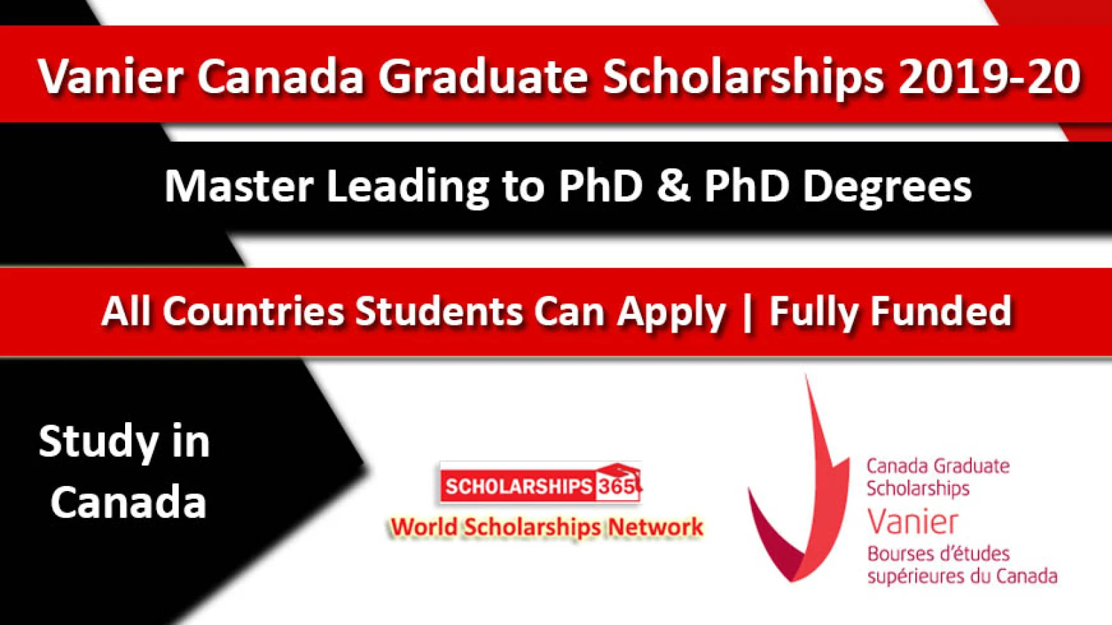 Vanier Canada Graduate Scholarships (CGS) 2019-2020 Fully Funded