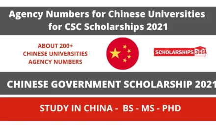 Agency Numbers for Chinese Universities for CSC Scholarships