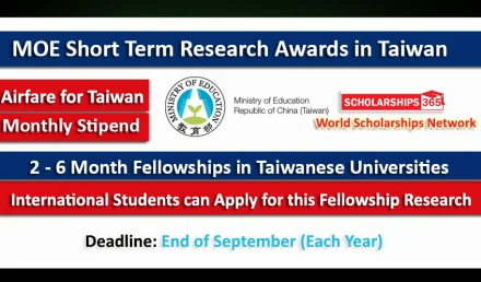 MOE Short Term Research Awards (STRA) in Taiwan - Fully Funded