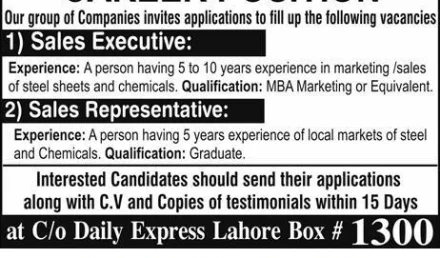Sales Executive and Sales Representative Jobs