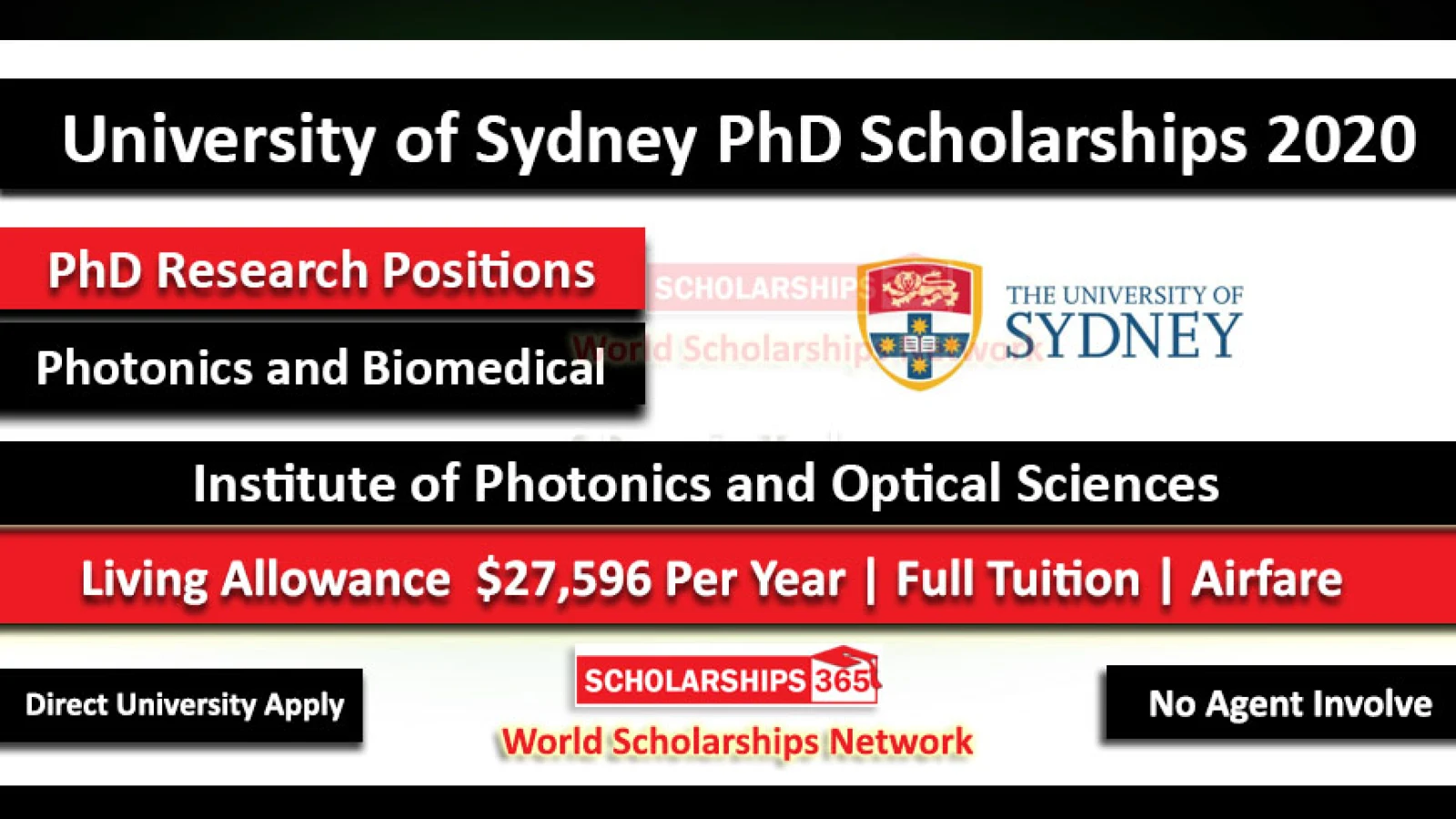PhD Research Scholarships 2020 in Photonics and Biomedical at the University of Sydney