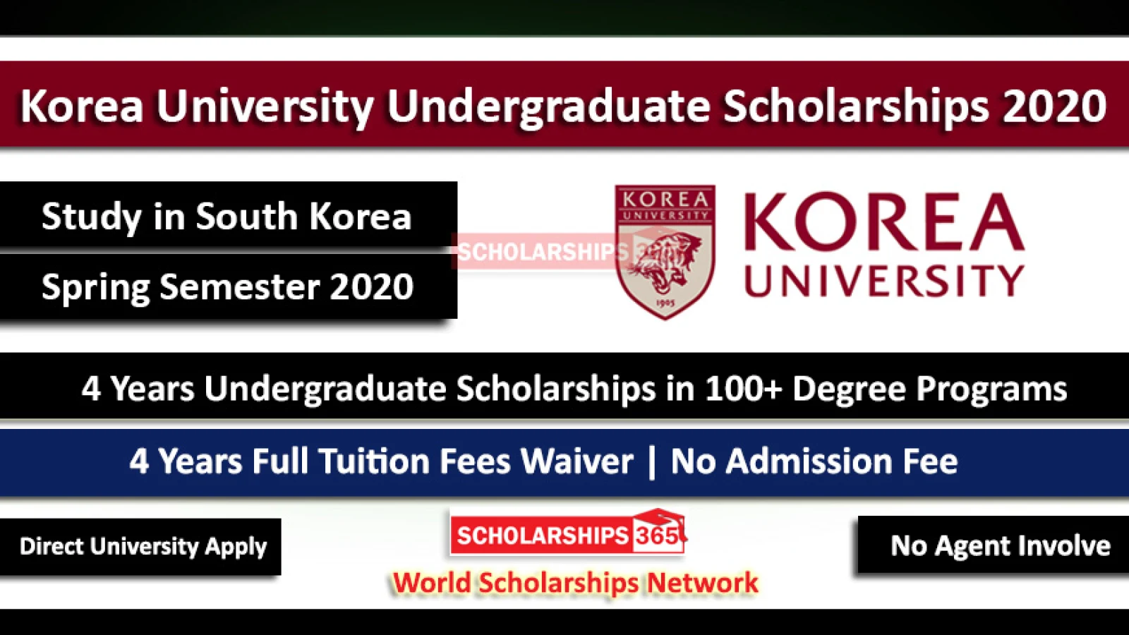 Korea University International Undergraduate Scholarships 2020 - Spring Semester