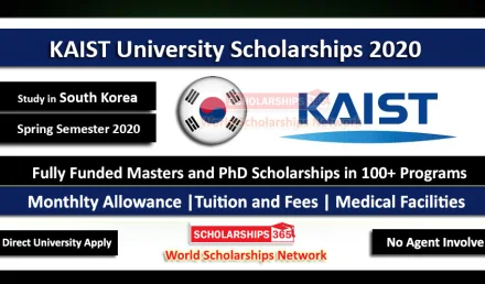 KAIST Scholarship South Korea Spring 2020 For Masters & Doctorate