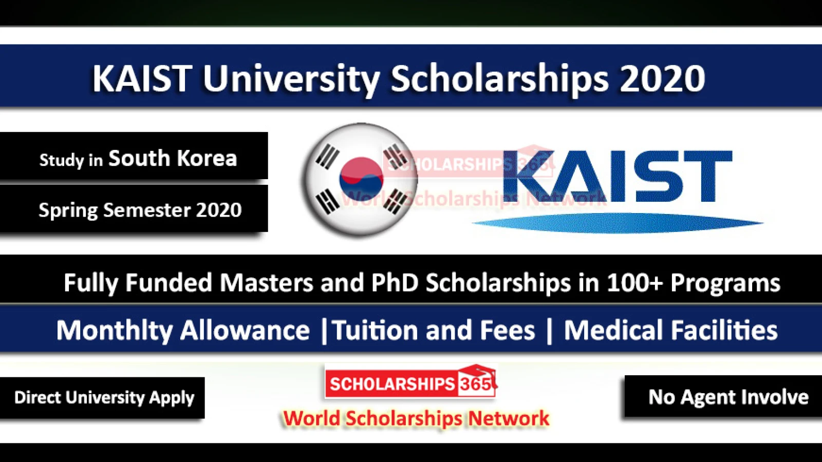 KAIST Scholarship South Korea Spring 2020 For Masters & Doctorate