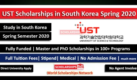 UST Scholarships in South Korea Spring 2020 For Masters & Doctorate