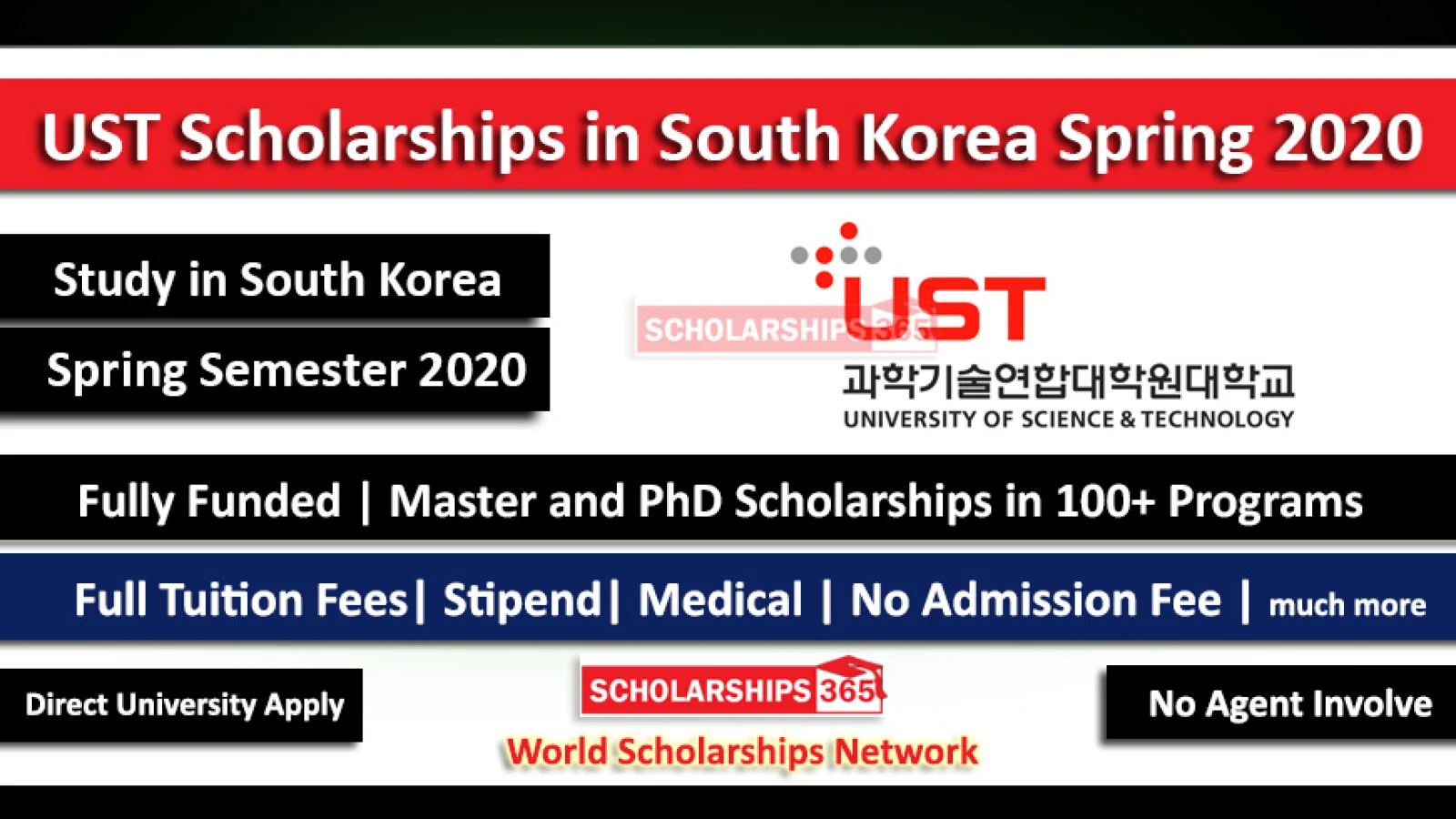 UST Scholarships in South Korea Spring 2020 For Masters & Doctorate