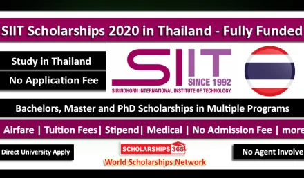 SIIT Scholarship 2020 in Thailand For Bachelors, Masters & PhD (Fully Funded)