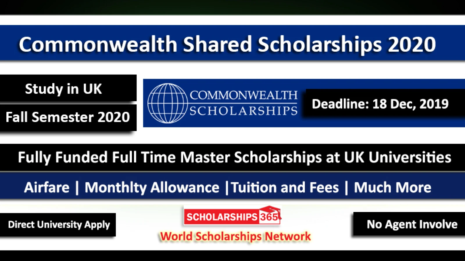Commonwealth Shared Scholarships 2020 in UK Fully Funded for International Students