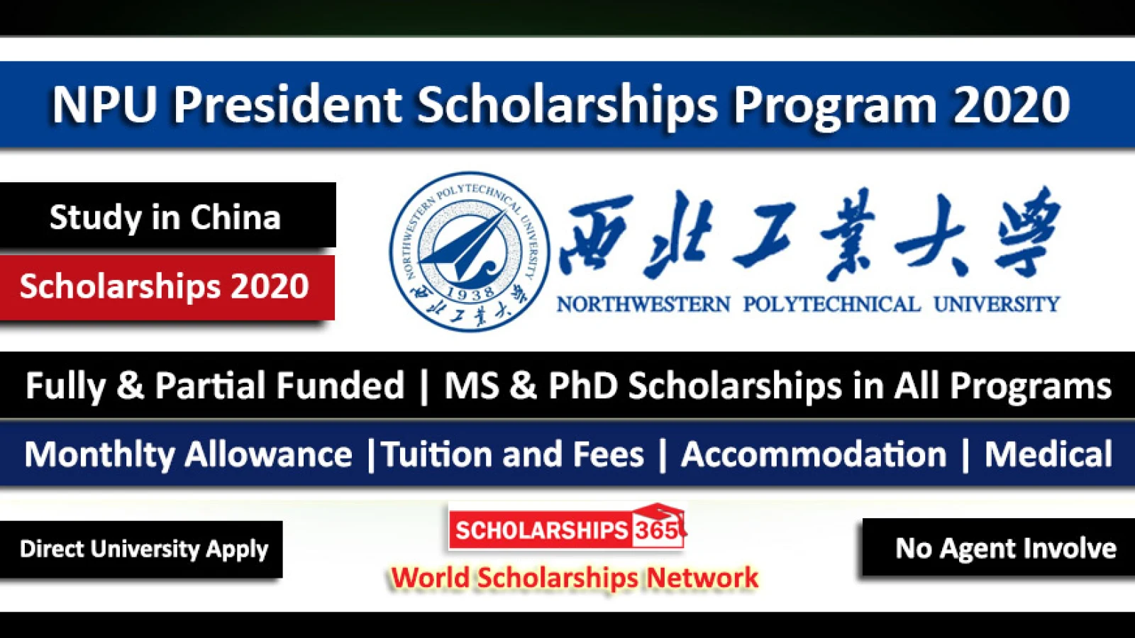 NPU President Scholarship Program 2020 in China For MS and PhD Studies