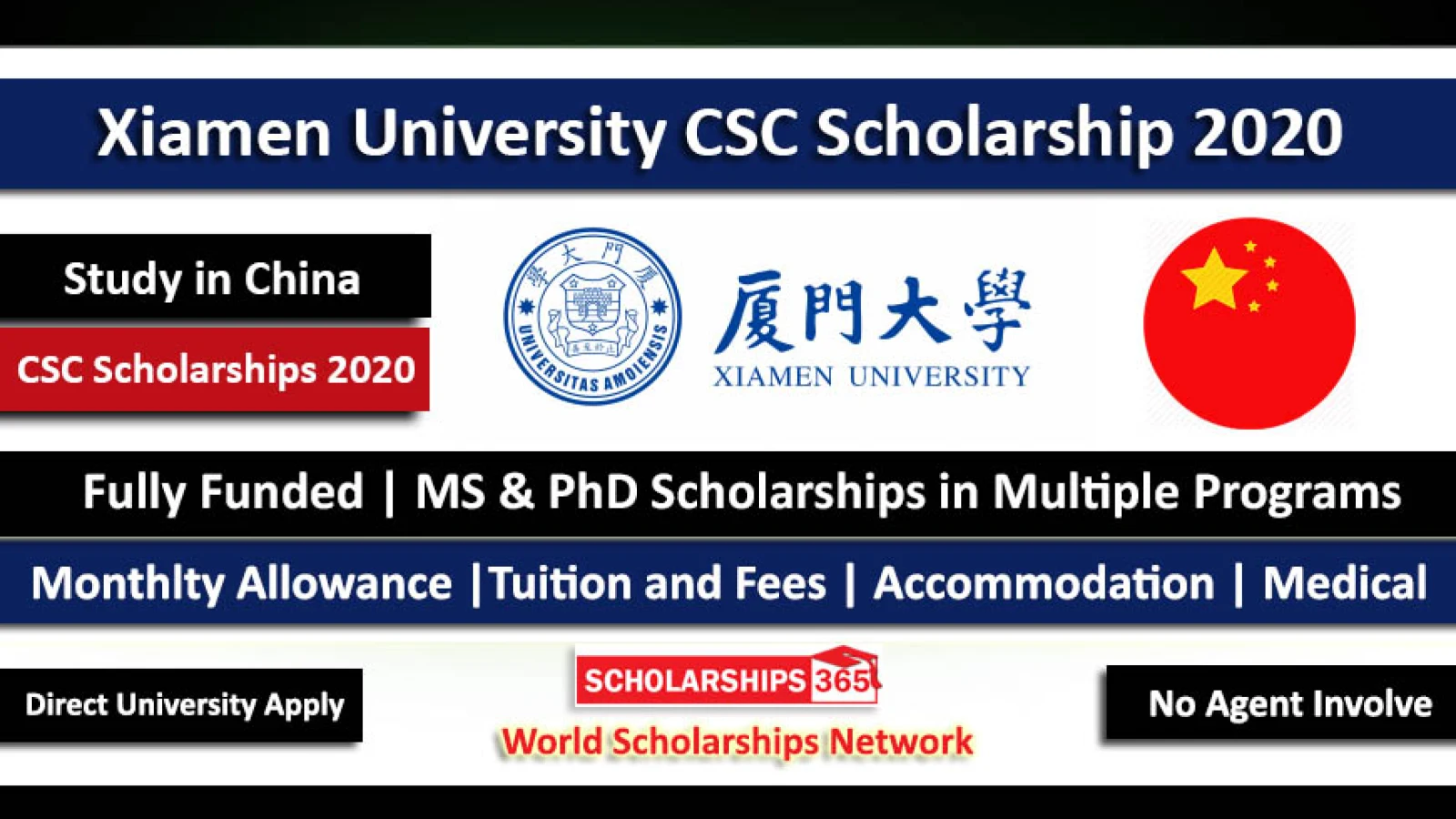 Xiamen University CSC Scholarship 2020 - Chinese Government Scholarship
