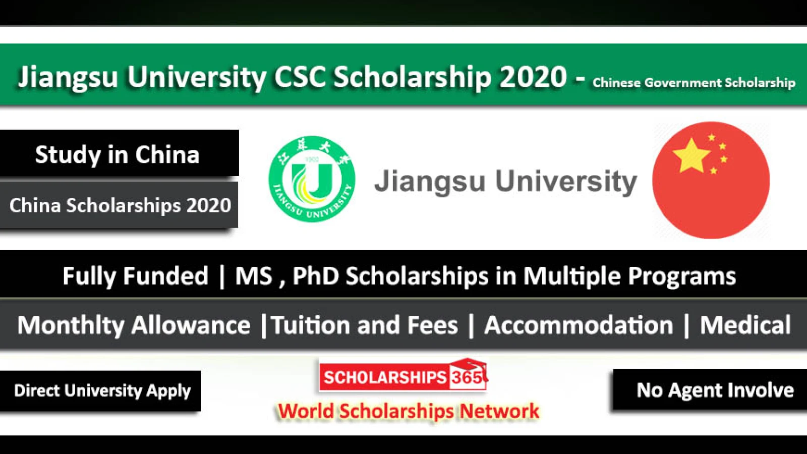 Jiangsu University CSC Scholarship 2020 - Chinese Government Scholarship - Masters & PhD