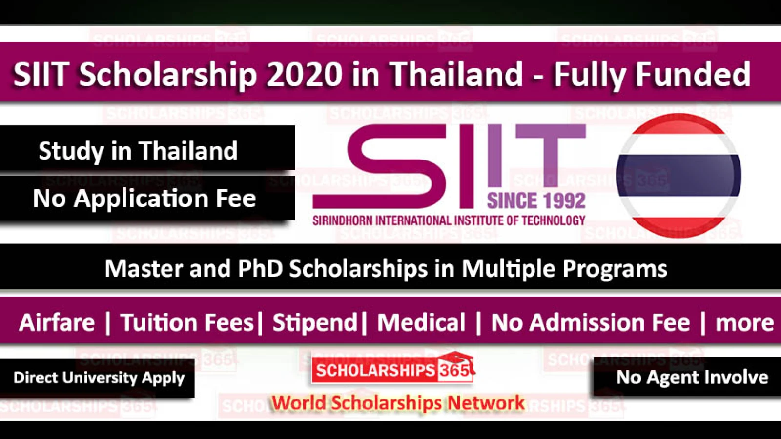 SIIT Scholarship 2020 in Thailand For Masters & PhD - Fully Funded - Sirindhorn International Institute of Technology