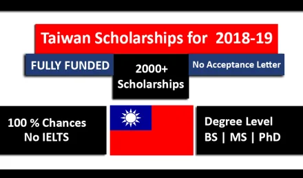 Taiwan Scholarships 2018-2019 for international students