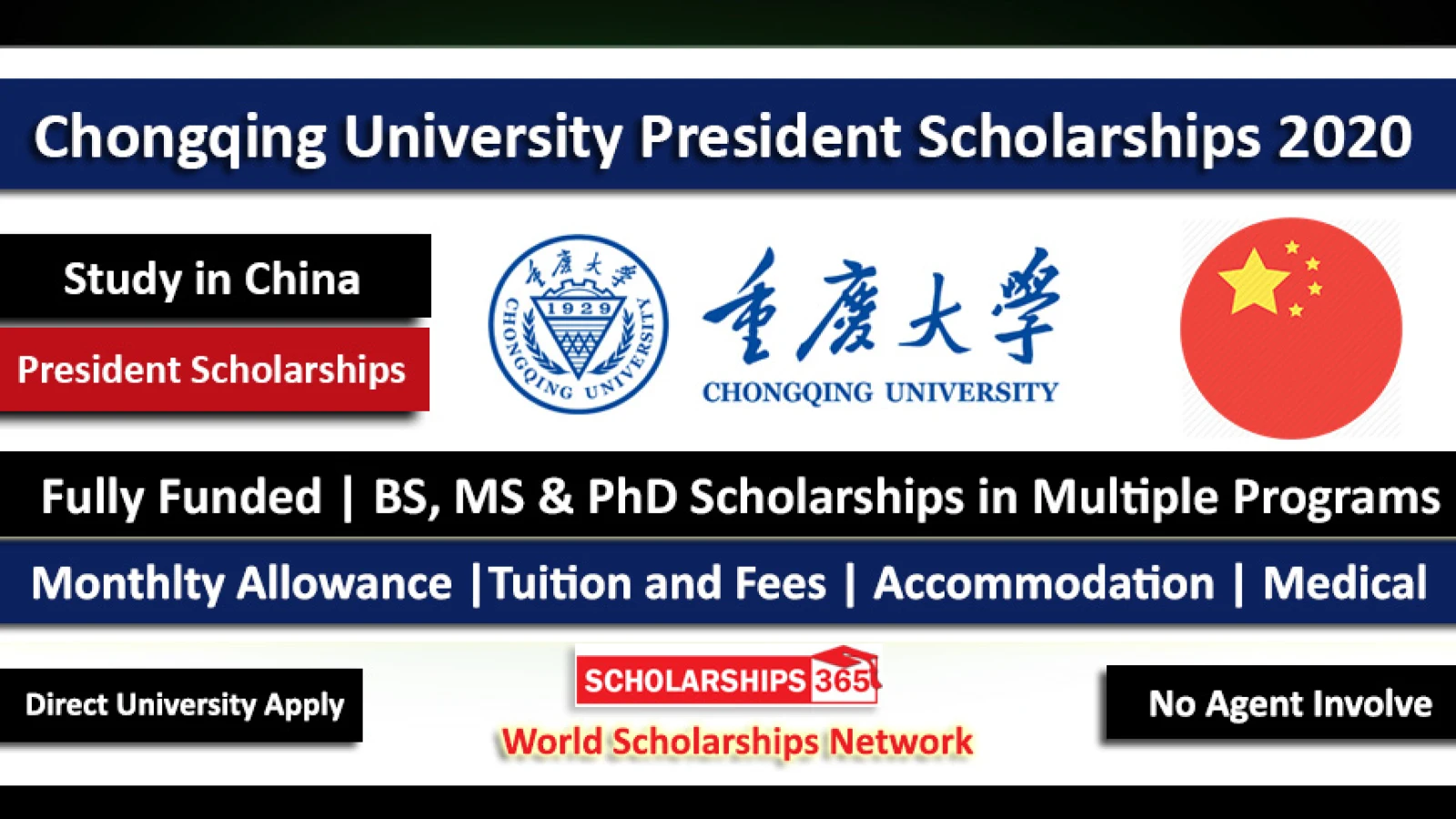 Chongqing University President Scholarship 2020-2021 - BS-MS-PHD - Fully Funded
