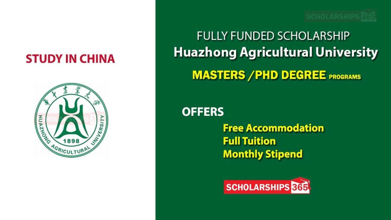 Huazhong Agricultural University Scholarship 2020 - Fully Funded