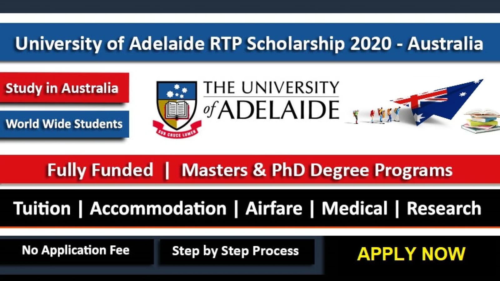 University of Adelaide Australian Government Research Scholarship 2021 - Fully Funded