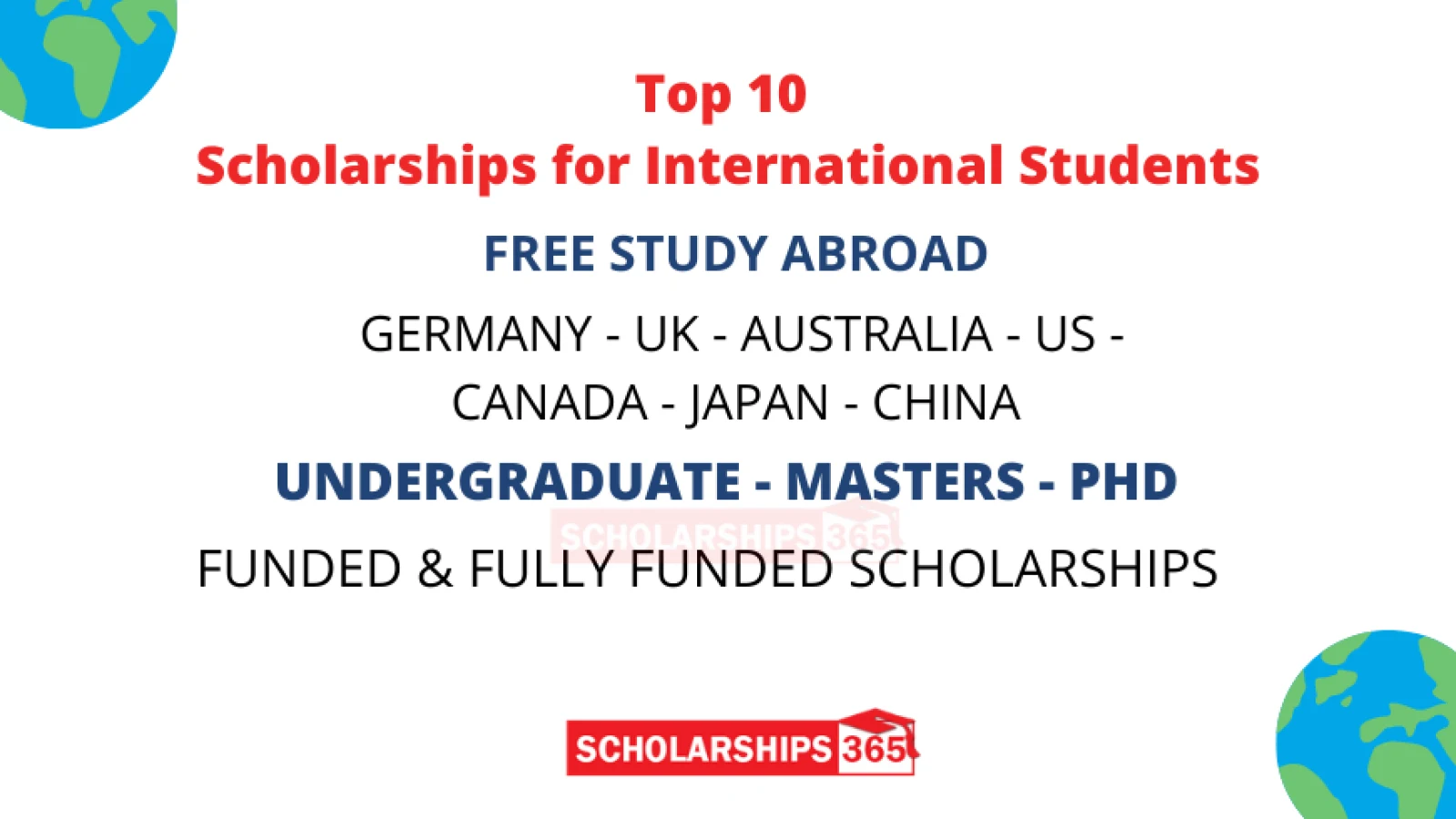 Top 10 Scholarships 2022 For International Students - Fully Funded