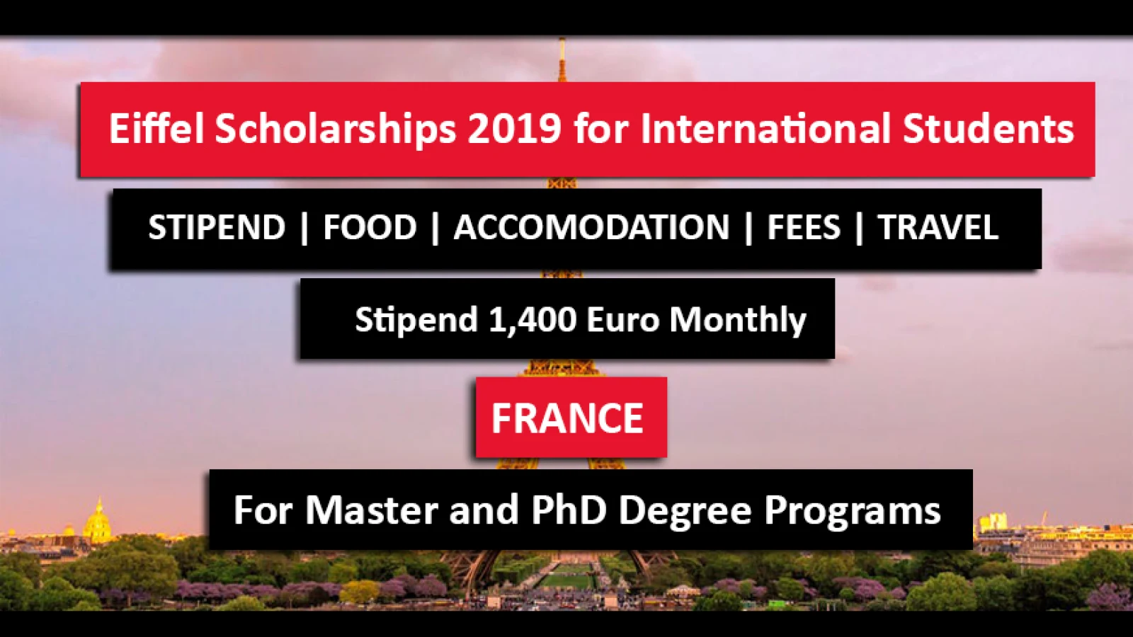 Eiffel Scholarships 2019-2020 for International Student Fully Funded
