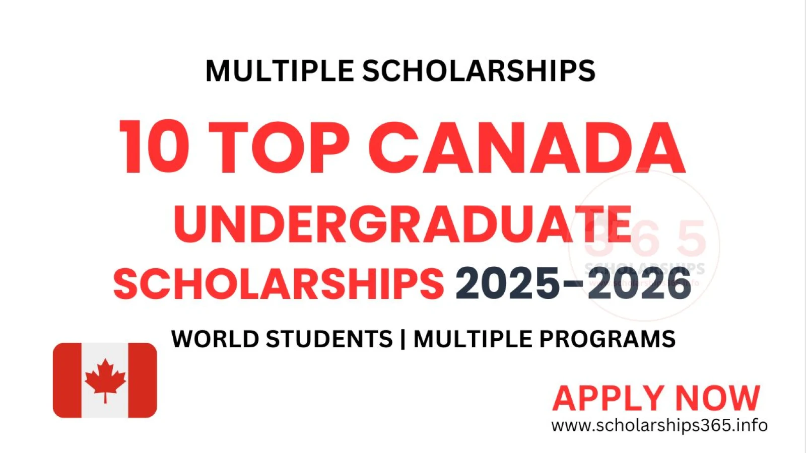 10 Top Canada Undergraduate Scholarships 2025-2026 | Scholarships in Canada
