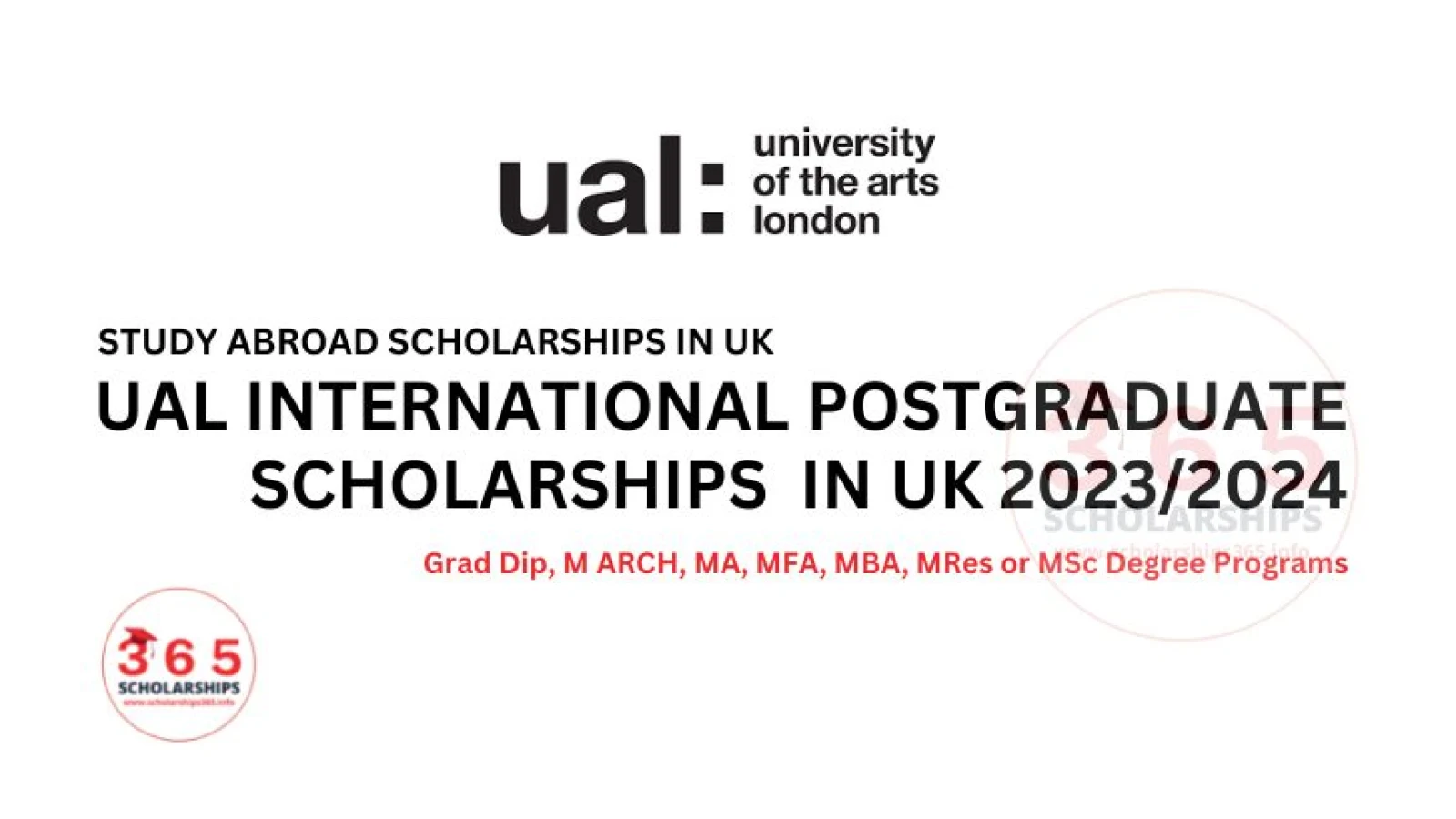 UAL International Postgraduate UK Scholarships 2023/2024 | Fully Funded