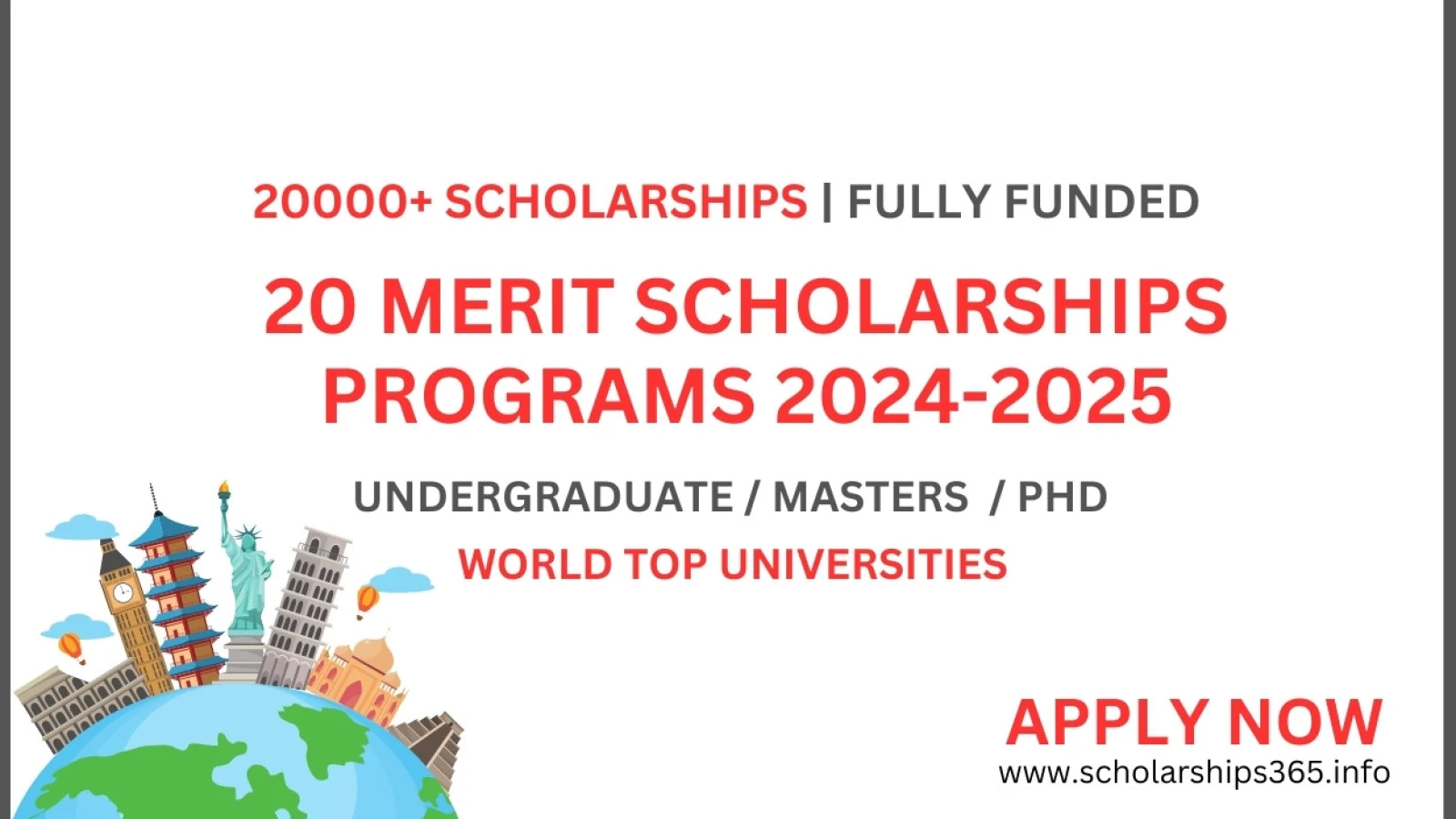 20 Merit Scholarships Programs 2024-2025 for International Students | Fully Funded
