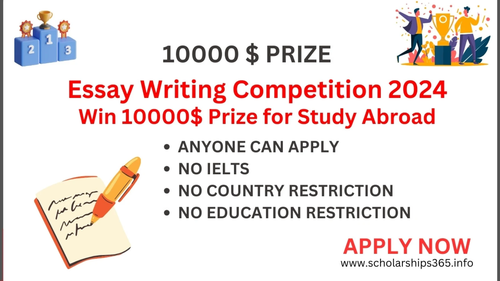 Essay Writing Competition 2024 | Win 10000$ Prizes for Study Abroad Scholarship