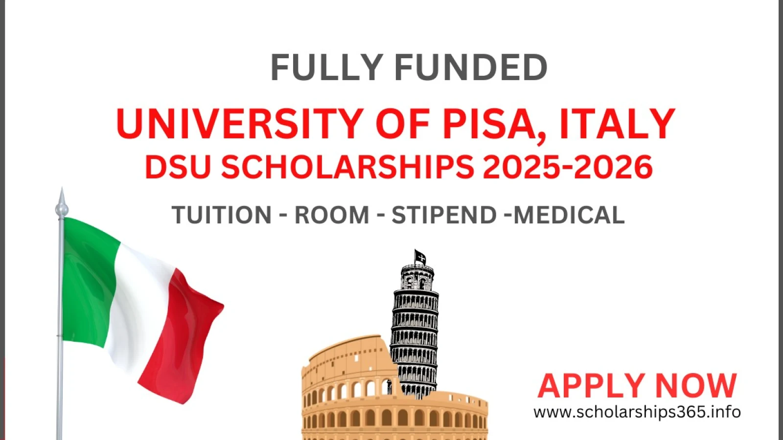 University of Pisa Italy DSU Scholarship 2025-2026 | Fully Funded