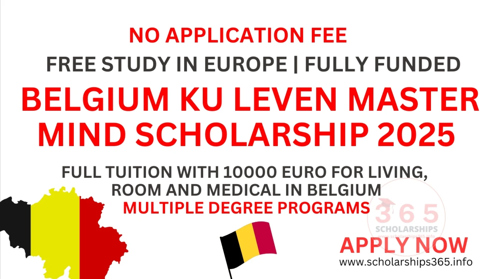Belgium KU Leven Master Mind Scholarship 2025 [Fully Funded]