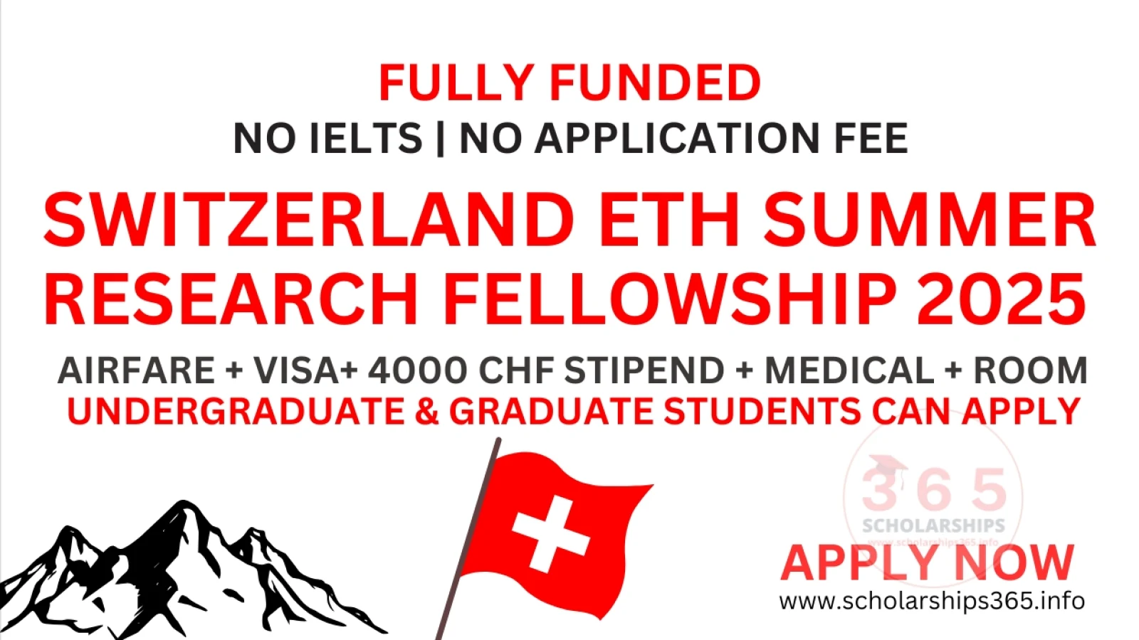 Switzerland ETH Summer Research Fellowship 2025 [Fully Funded Fellowship]