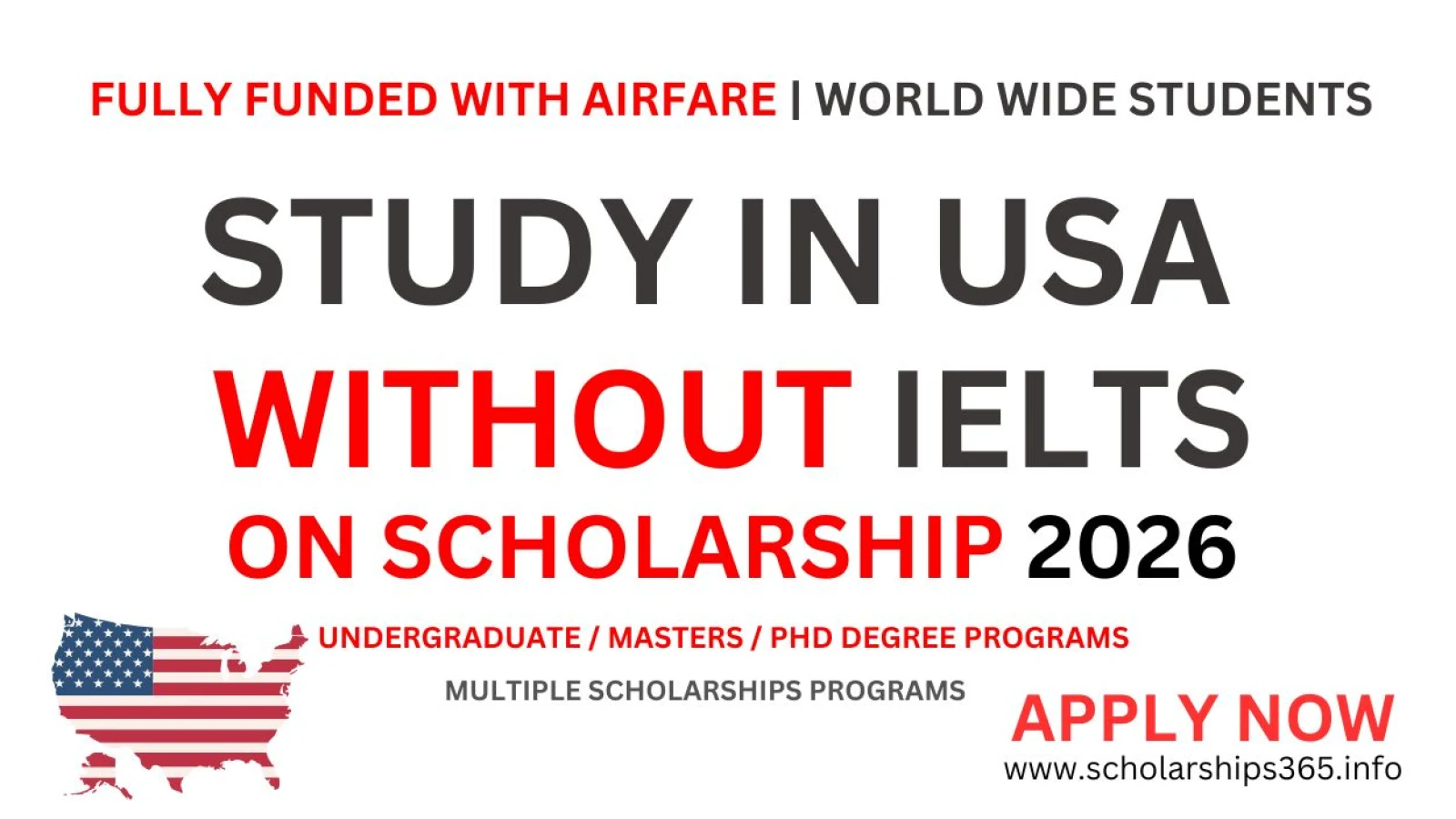 Study in USA Without IELTS on Scholarship 2026 [Fully Funded]