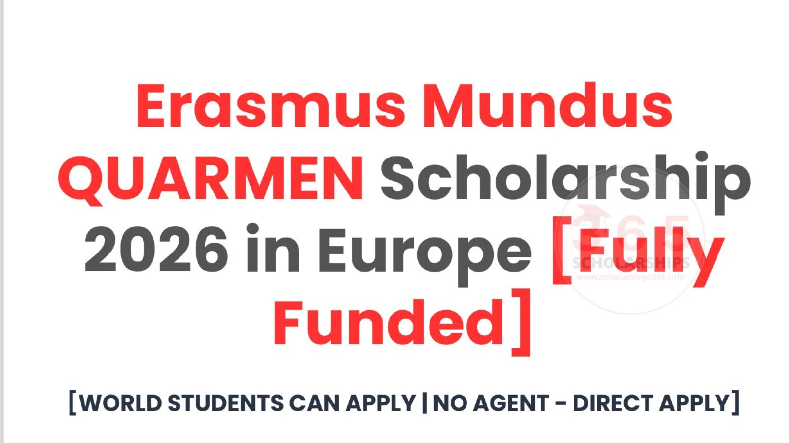 Erasmus Mundus QUARMEN Scholarship 2026 in Europe [Fully Funded]