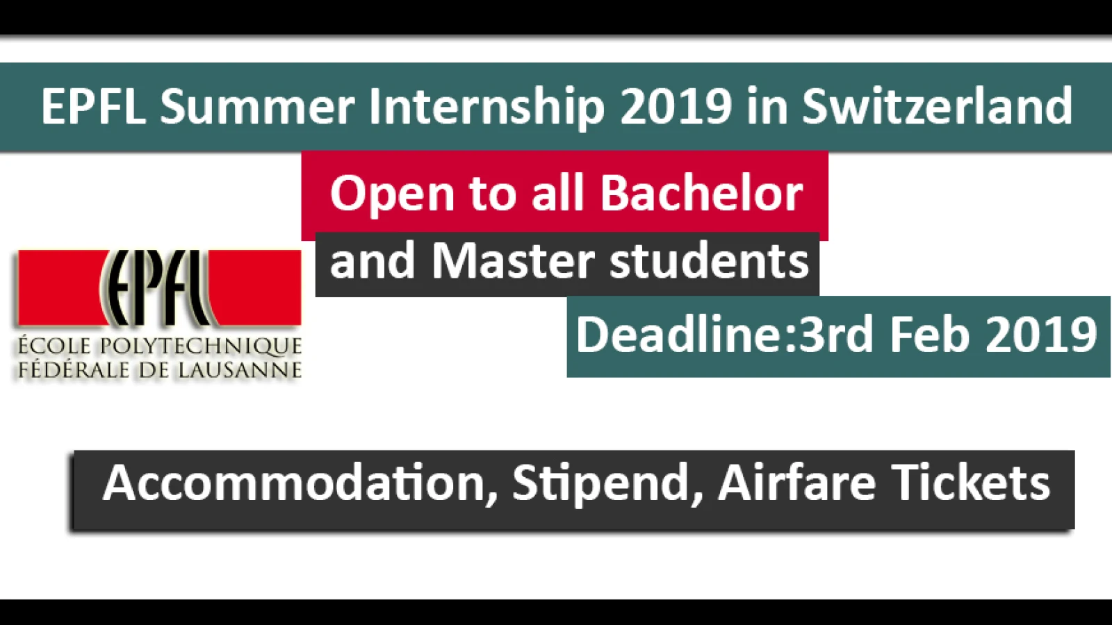 EPFL Summer Internship 2019 in Switzerland Fully Funded