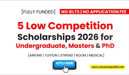 5 Low Competition Scholarships 2026 for Undergraduate, Masters & PhD