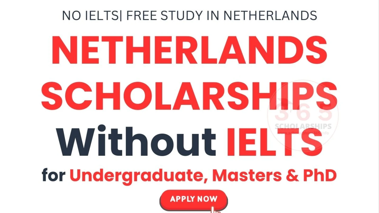 Netherlands Scholarships 2026 for Undergraduate, Masters, PhD [No IELTS]